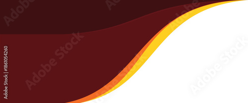 Modern Abstract Maroon and Gold Curved Wave Banner on White Background