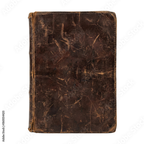 Obraz na płótnie Antique weathered brown leather book cover on transparent background