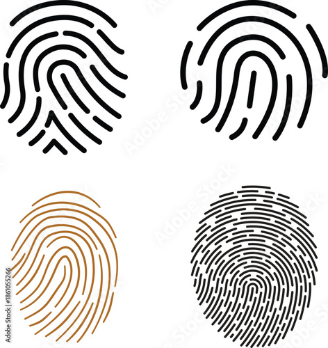 Finger Print Icon set. Identity, authorization or privacy concept. Modern style. Finger prints scanning concept. scan or scanner for lock secure security logo. Digital fingerprint, identification.