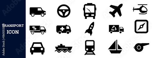 Collection of transportation and vehicle icons for design