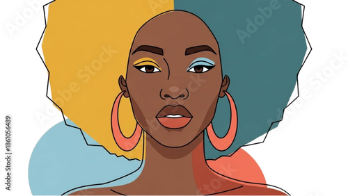 Portrait of a woman with afro hairstyle and colorful background