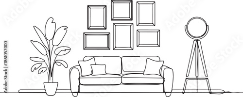 Continuous Line Drawing The entire image appears to be created without lifting the drawing tool, a technique known as continuous line or one-line drawing.