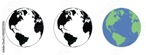 Earth Globe Vector Illustration, planet Earth vector design in multiple styles, flat and 3D visuals, world mapping graphics, global travel icons, and digital illustration assets.