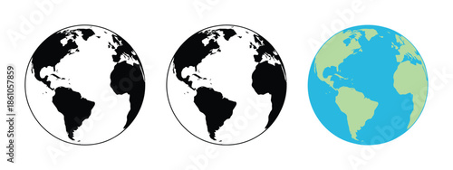 Earth Globe Vector Illustration, planet Earth vector design in multiple styles, flat and 3D visuals, world mapping graphics, global travel icons, and digital illustration assets.