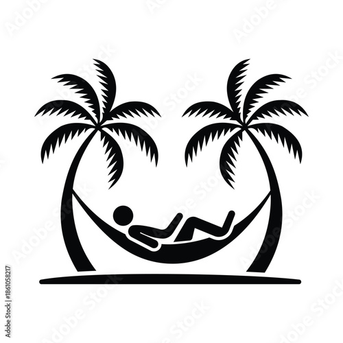 Person relaxing in a hammock symbol