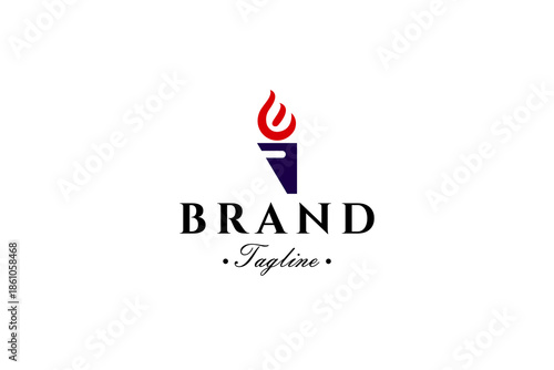 torch logo with flat vector design style