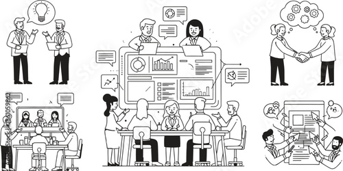 Team collaboration and brainstorming session in modern office