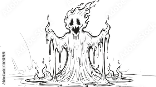 Melting ghost emerging from water