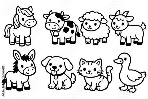 Cute cartoon farm animals: playful and adorable character designs for kids