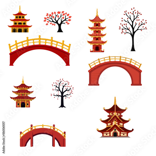 chonese architecture vector desgine