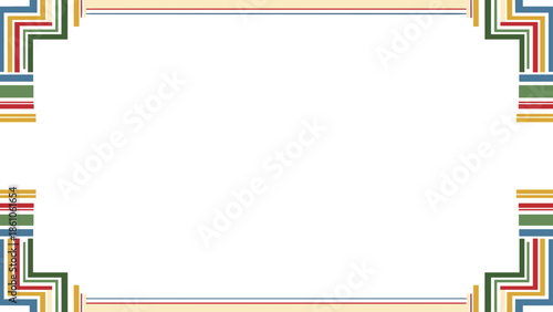 Colorful decorative border design with stripes on a white background