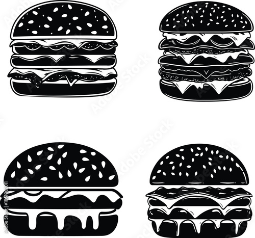 hamburger vector illustration, fast-food burger illustration