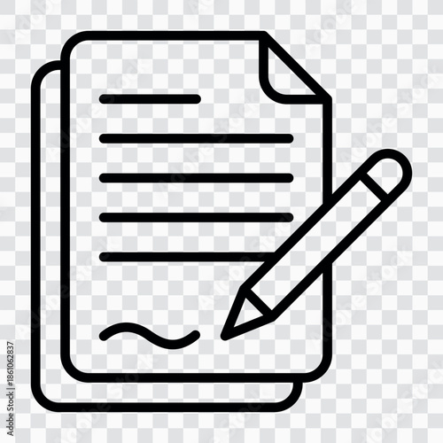 Official Paper and Signed Contract – Legal Document Lineal Hand-Drawn Icon