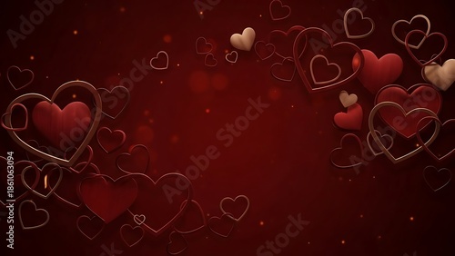 Beautiful red heart shapes on dark background