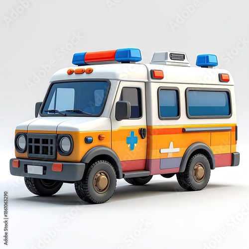 Wallpaper Mural Cartoon ambulance, orange, white, blue, medical emergency vehicle Torontodigital.ca