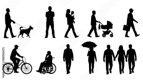 CAD Human Figures Vector – People Line Illustrations for Architecture and Urban Planning