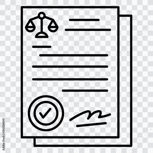 Legal Document Icon – Contract, Agreement, and Certification Illustration