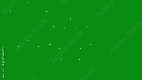 fireworks explosion animation, glowing line burst, shiny, dynamic pop up motion graphics, circular blast elements for on green screen background, single line blast Explosive Burst 4k video