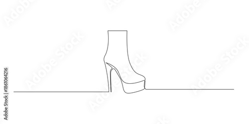 Hand drawn line illustration of women’s high heel shoes, drawn in a continuous single line style for fashion, elegance, and feminine style concepts.