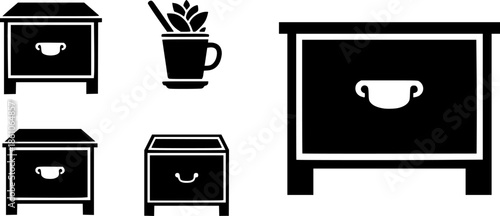 Set of wardrobe drawer designs in various artistic styles
