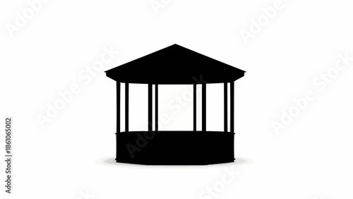 Black silhouette of a gazebo structure on a white background.