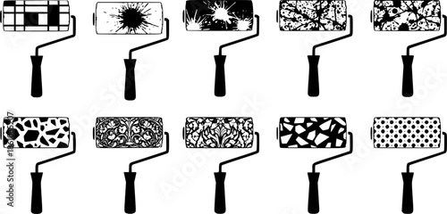 Variety of paint roller designs in different artistic styles
