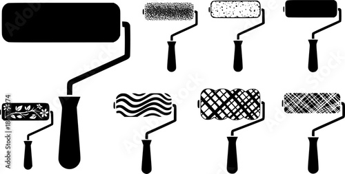 Variety of paint roller designs in different artistic styles

