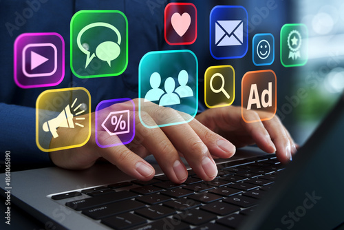 Принти на полотні Digital marketing and social media marketing strategy