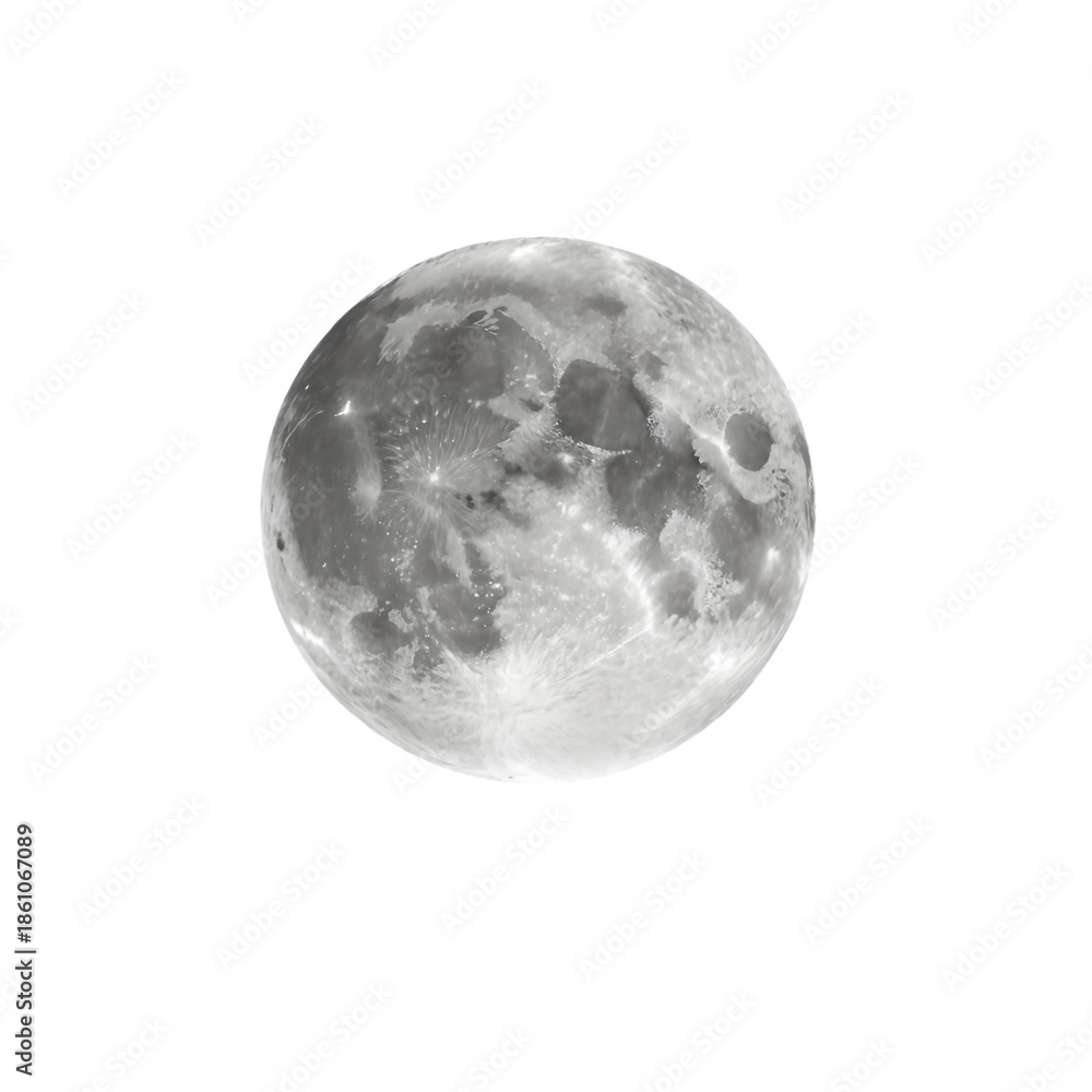 Obraz premium Full Moon with Detailed Craters Isolated