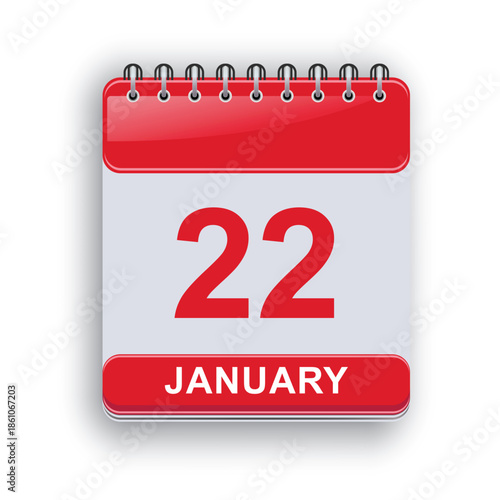 January 22 Daily Calendar Page Printable Design