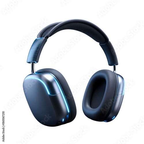 Futuristic Headphones With Glowing Blue Accents