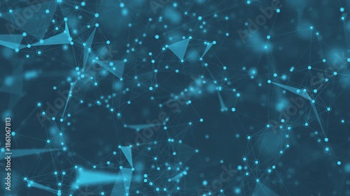 Abstract Blue Plexus Animation with Connecting Dots and Lines. Digital Technology and Artificial Intelligence Network Concept.