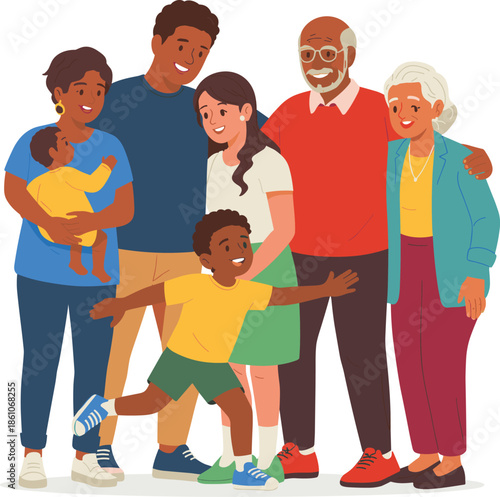 Happy Diverse Children Playing in Outdoor Water Park with Slides and Inflatable Pool on Summer Vacation Tropical Beach Resort Background