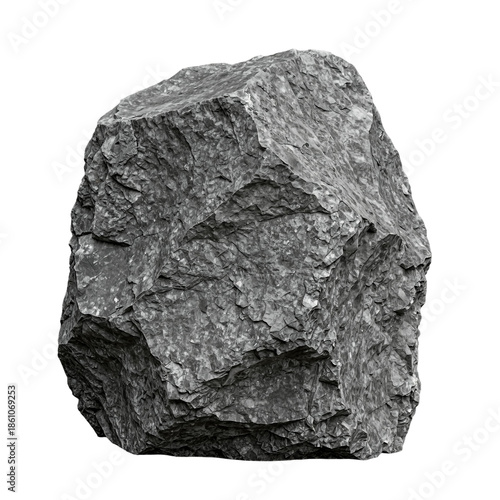 Large rough gray rock with jagged texture.