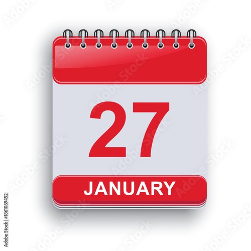 January 27 Calendar Daily Sheet Flat Design