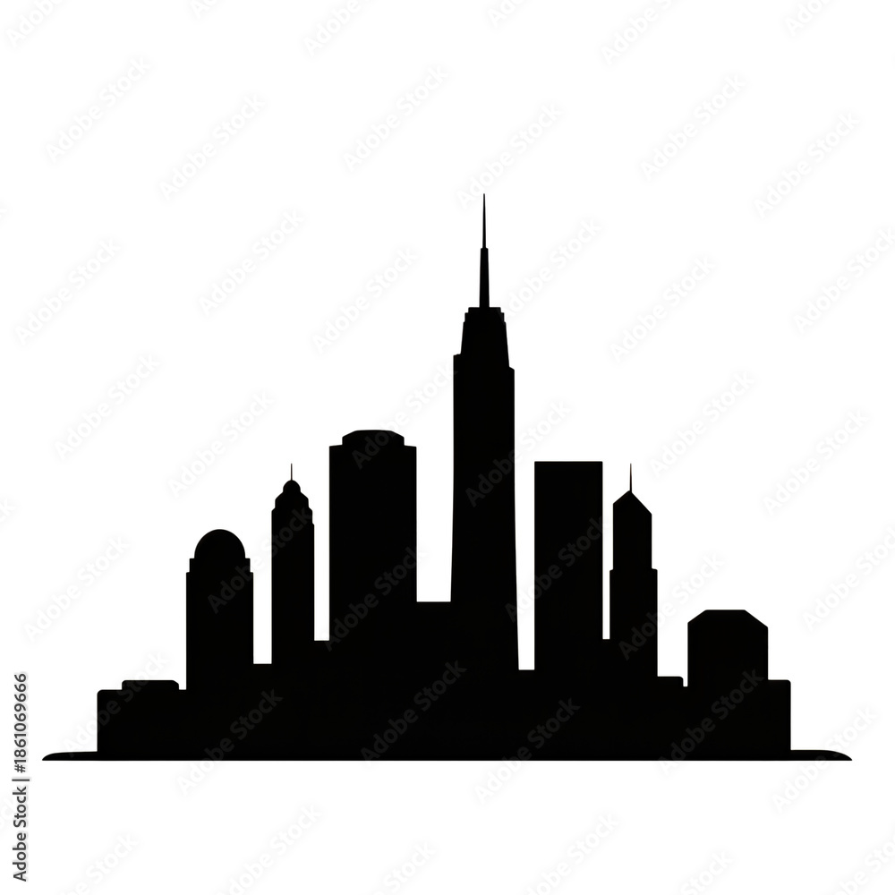 Obraz premium Minimalist city skyline silhouette isolated