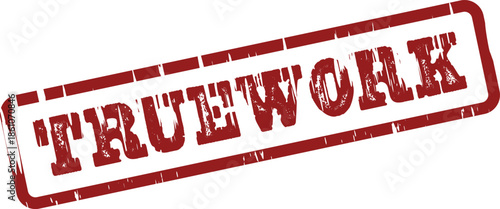 Distressed Red Truework Rectangular Stamp for Official Business Verification and Professional Certification