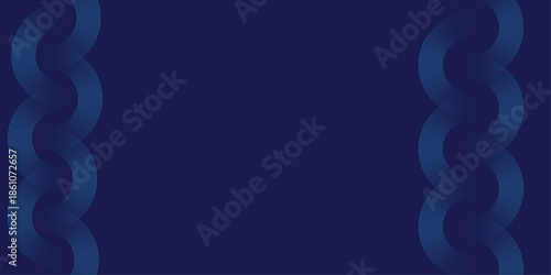 Abstract dark blue background with cyan geometric curved line patterns on sides, featuring a modern technology aesthetic for professional corporate banners and digital posters.
