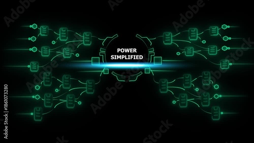 Power Simplified Futuristic Neon Network Connections and Data Flow neon connections futuristic network