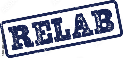 Relab label imprint featuring distressed blue ink texture on a pristine surface for laboratory work