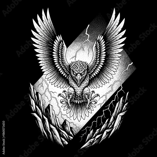 Majestic Eagle Fiercely Soaring with Intense Gaze.