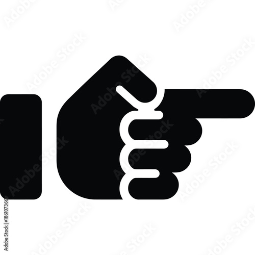 Hand pointing finger icon for direction and navigation, flat vector symbol
