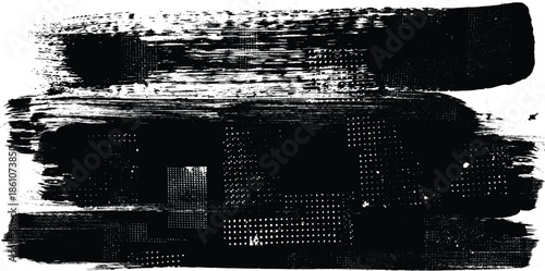 Splatter Paint Texture . Distress Grunge background . Scratch, Grain, Noise rectangle stamp . Black Spray Blot of Ink.Place illustration Over any Object to Create Grungy Effect .abstract vector.
