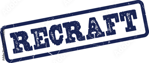 Authentic Recraft label imprint featuring distressed blue ink texture on a pristine surface