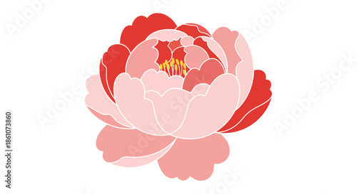 Minimalist Peony Flower Vector for Chinese New Year