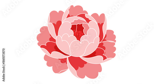 Minimalist Peony Flower Vector for Chinese New Year