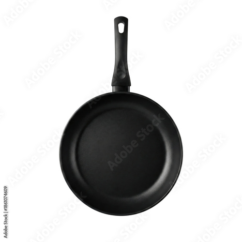 фотографія Black non-stick frying pan top view isolated