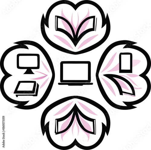 online training course icon Black silhouette vector illustration on transparent background