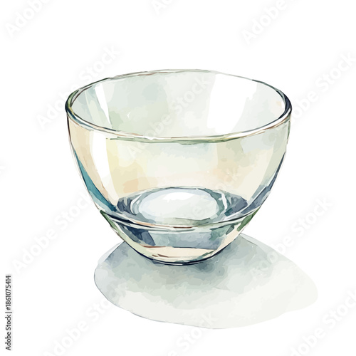 Watercolor_style_painting_of_a_glass_dessert_bowl, vectorized, Hand-painted style, vector set available in EPS An Elegant watercolor painting design collection