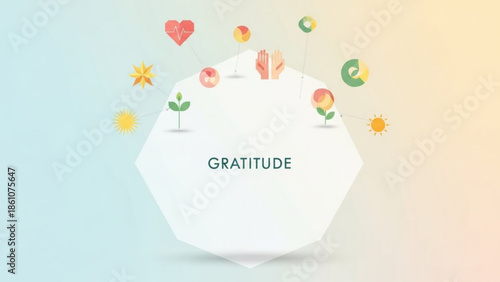 Gratitude concept illustration with thank you hands and growing plants in minimalist style